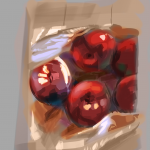 A painting studying apples on a table.