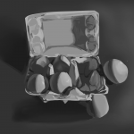 A black and white study of an egg carton.