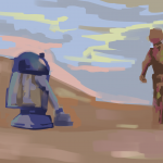A colour and composition study of a scene from Star Wars.